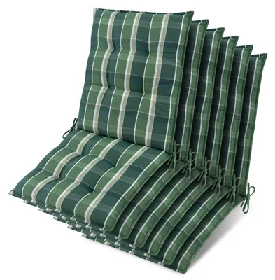 Produktbild von Beautissu 6er Set Sun-NL Niederlehner Auflage 105x50x8cm Grün-Kariert