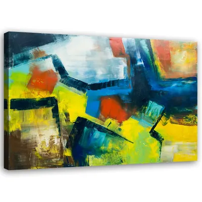 Produktbild von Leinwandbild mehrfarbige abstraktion 90x60 cm Feeby farbe wandbild bereit zum aufhängen