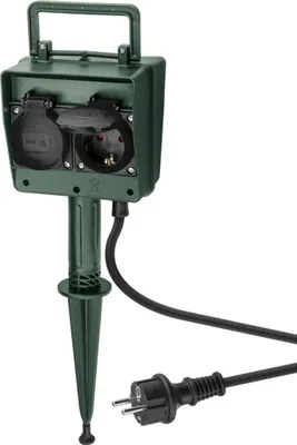 Image de Prise de courant à 4 voies Goobay pour jardin - Vert