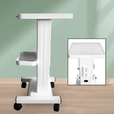 Zdjęcie produktu dla Wózek do salonu kosmetycznego Przenośny wózek medyczny ze schowkiem i cichym uniwersalnym wózkiem na kółkach Wózek fryzjerski na narzędzia kosmetyczne (z gniazdkiem)