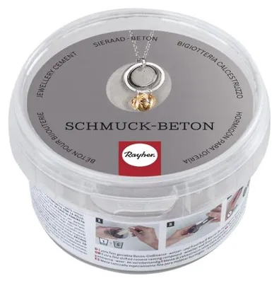 Produktbild von RAYHER Schmuck-Beton, zum Gießen von Schmuckanhängern, Eimer 300g, Hellgrau