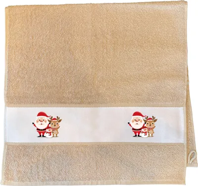 Produktbild von Huuraa Handtuch Weihnachtsmann Rudolph und Schneemann 50x100cm Sand Baumwolle Handtuch Geschenkidee