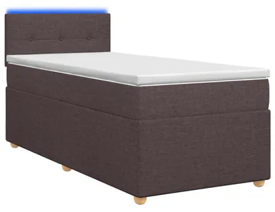 Image de vidaXL Lit boxspring avec matelas brun foncé 90 x 190 cm Tissu