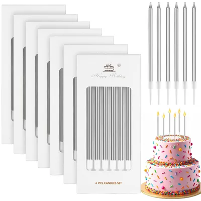 Productafbeelding van Set van 42 verjaardagskaarsen 14 cm (Zilver)
