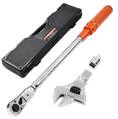 Produktbild von VEVOR Drehmomentschlüssel, 3/8-Zoll-Antrieb Klick-Drehmomentschlüssel 10-80ft.lb/14-110n.m, beidseitig verstellbarer Drehmomentschlüssel-Satz, mechanischer Drehmomentschlüssel-Kit mit Dualbereich-Skalen und Adaptern Verlängerungsstange, Drehmomentschlüssel nur-f, 27.1-216.8 Nm