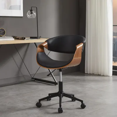 Produktbild von riess-ambiente Bürostuhl ORGANIC schwarz braun Kunstleder Walnuss höhenverstellbar drehbar