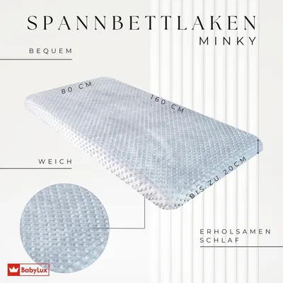 Produktbild von BABYLUX Spannbettlaken für Babybett Kinderbett MINKY 80x160cm Grau