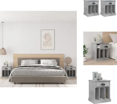 Obrázok produktu pre vidaXL Nočné stolíky 2 ks. Betónová sivá 43x36x50 cm - Nočné stolíky