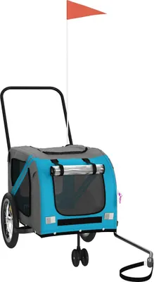 Produktbild von vidaXL Fahrradanhänger Hunde Blau und Grau Oxford-Gewebe und Eisen