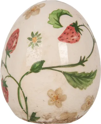 Immagine prodotto di Uovo di decorazione Clayre & Eef Ø 7x9 cm Fiori in Vetroceramica beige