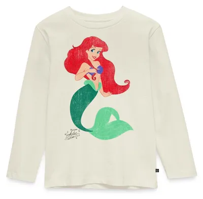 Produktbild von Arielle Vintage Look Kinder Premium Langarmshirt, 122/128 (6 Jahre), Naturweiß