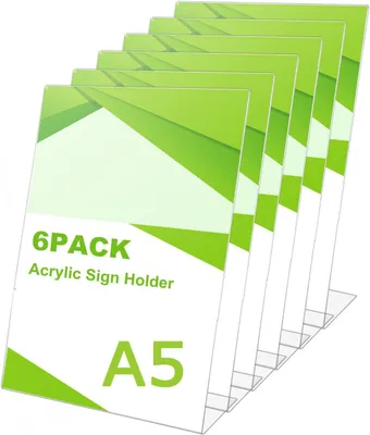 A5 Acryl-Bordhalter, 6 Stück, T-förmig, durchsichtig, doppelseitig