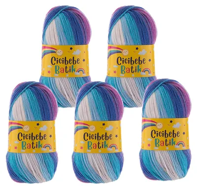 Produktbild von 500g Farbverlaufsgarn Cicibebe Batik Strickgarn Winterwolle Häkelgarn mehrfarbig