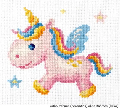 Obrázok produktu pre Súprava na vyšívanie krížikom "Rainbow Unicorn", počítaný vzor, 15x14cm