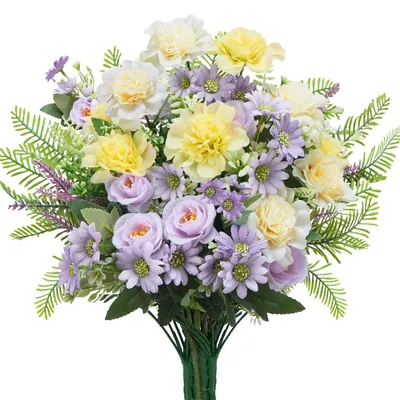 Immagine prodotto di Composizione floreale artificiale con lavanda e rose, ideale per la decorazione