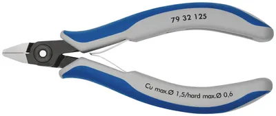 Zdjęcie produktu dla Knipex 79 32 125, Szczypce ukośne, Stal chromowo-wanadowa, Plastik, Niebieski, Szary, 125 mm, 58 g