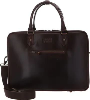 Produktbild von BUCKLE & SEAM Leder Businesstasche Laptoptasche mit Laptopfach Albert BLU Leather Crazy Horse Laptopbag Brown dunkelbraun