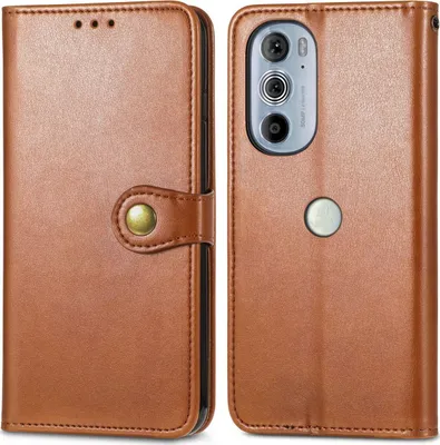 Produktbild von Mobigear Snap Button  Motorola Edge 30 Pro Hülle Klapphülle Geldbörse - Braun