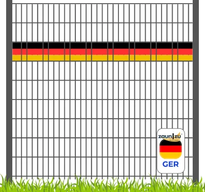 Produktbild von zaun|zu Sichtschutzstreifen Deutschland Landesfarben-Set für Doppelstabmattenzaun Akzentstreifen
