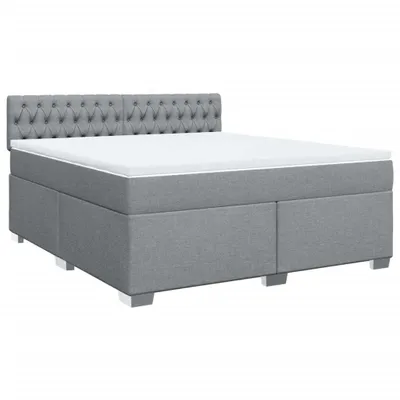 Image de vidaXL Lit boxspring avec matelas gris clair 180x200 cm Tissu