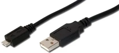 Produktbild von Digitus 2m USB 2.0, 2 m, Micro-USB A, USB A, USB 2.0, Männlich/Männlich, Schwarz