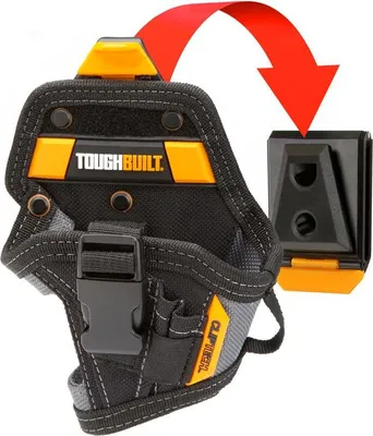 A tool holder with a clip attachment shown separately, with an arrow indicating how they connect.