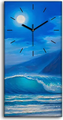 Produktbild von Wandbild Leinwand Bilder Wanduhr 30x60 Nachtsturm auf dem Meer welle Malerei - schwarze Hände