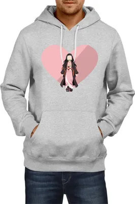 Produktbild von Herren Kapuzenpullover Demon Anime Slayer Kimetsu No Yaiba Nezuko Love, Man S / Grau