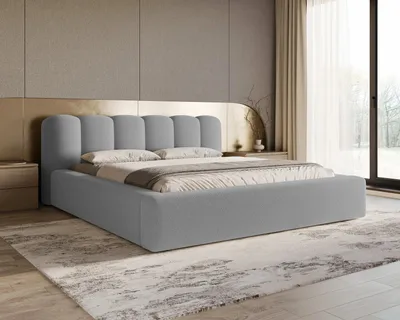 Produktbild von Chilly Möbel Design Bett Capri - Komfort Polsterbett mit Bettkasten, Metallrahmen, Stauraum und gepolstertem Kopfteil 180x200 cm / Bouclé / Grau