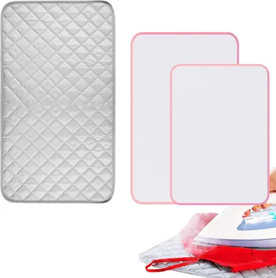 Imagen del producto de Plancha con 2 fundas protectoras, 85x45 cm, compacta, ideal para planchar sobre una mesa