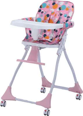 Produktbild von Baby-Hochstuhl | Kinderstuhl | Hochstuhl | Klappbar | Rollbar | Mit Tablett | Abwaschbarer Bezug | Pink