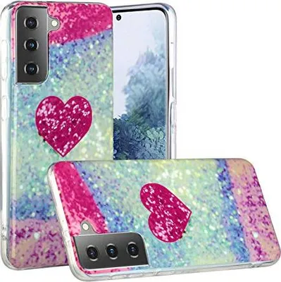 Produktbild von CLM-Tech Hülle kompatibel mit Samsung Galaxy S22 Plus - TPU Silikon-Hülle Case Schutzhülle Handyhülle - Glitzer rotes Herz, mehrfarbig