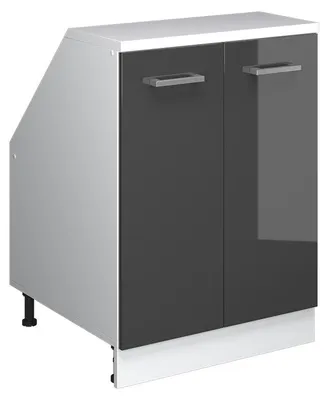 Produktbild von Küchenschrank für Dachschrägen Vicco R-Line Anthrazit Hochglanz 60 cm mit 2 Türen, Schrankkorpus 60 cm Tiefe, Model 60040
