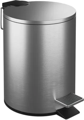 Immagine prodotto di Contenitore per rifiuti da bagno - 3 litri - Coperchio con sistema di chiusura ammortizzata - Secchiello interno estraibile - Acciaio inossidabile - Piccolo - Pattumiera a pedale per il bagno - Argento