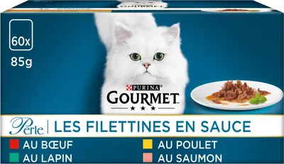 Produktbild von Gourmet Perle Erlesene Streifen Katzenfutter nass, Sorten-Mix, 60er Pack (60 x 85g)
