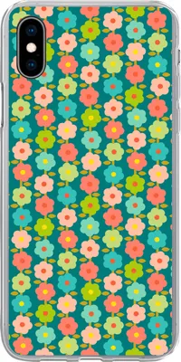 Produktbild von MuchoWow® Handyhülle Schutzhülle Hülle für Telefoonhoesje iPhone Xs Muster - Blumen - Retro - 1970er Jahre Silikon Softcase Handy Hülle - Handytasche
