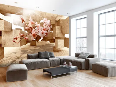 Produktbild von Vlies Fototapete 3d Effekt 400x280 cm Tapeten Wandtapete XXL optische Täuschung Illusion Blumen Orchidee b-C-0029-a-d