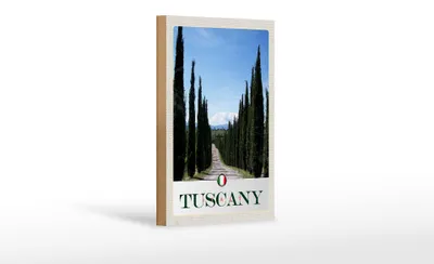 Produktbild von Holzschild Reise 12x18cm Toskana Italien Allee Weg Schild