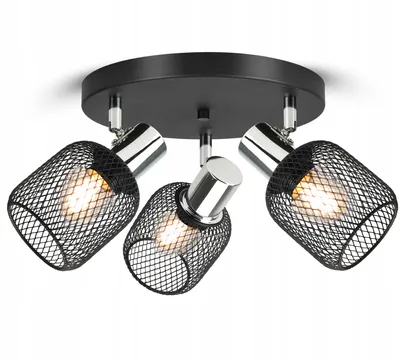 Zdjęcie produktu dla Lampa Sufitowa Żyrandol Plafon Vintage LOFT Reflektor 444-EG3 E27 Z Siatki