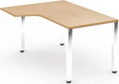 Produktbild von Schreibtisch Executive L-Form links BxTxH 180x120x73cm Gestell verchromt Platte Melamin buche.
