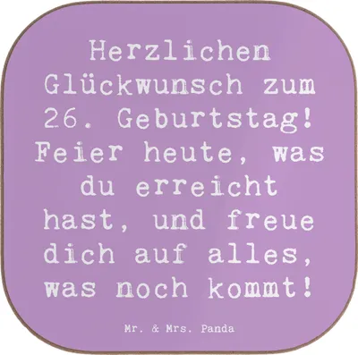 Produktbild von Mr. & Mrs. Panda Untersetzer für Gläser Spruch 26. Geburtstag - Lavendeltraum - Geschenk, Meilenstein, besondere Anlässe, Geburtstagsgeschenk, gläseruntersetzer, Coaster