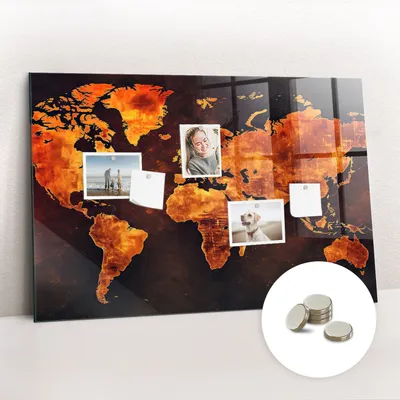 Produktbild von Magnetisch Tafel Magnettafel - Magnetpinnwand Memoboard - Notiztafel verschiedenen Designs - 90x60 cm - Weltkarte