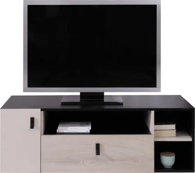 Produktbild von Masseno TV-Schrank ISEO 120 cm Fernsehschrank mit 1 Schubladen und 1 Türen TV-Lowboard für Wohnzimmer Modern 120x50x40 cm Schwarz / Eichefarben