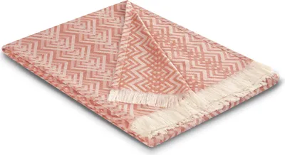 Zdjęcie produktu dla Kołdra biederlack Plaid Cameo z półlnu, kolor koralowy, rozmiar 130x180 cm