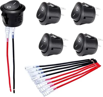 Produktbild von 10 Stück 12V Kippschalter, 2 Polige EIN/AUS SPST Schalter 10 A/125V, 6 A/250V Rocker Kippschalter mit Draht, KFZ Schalter Wippschalter für Auto RV Truck Jeep Off Road Boat Marine