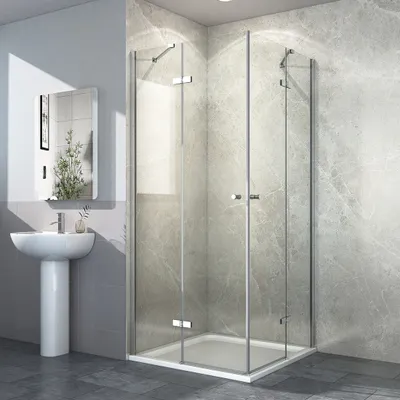 Obrázok produktu pre EMKE 90x90x185cm Rohový prístupový sprchový kút 5mm ESG bezpečnostné sklo Bezrámové závesné dvere Sprchové dvere Sprchová zástena s nano povrchovou úpravou na oboch stranách