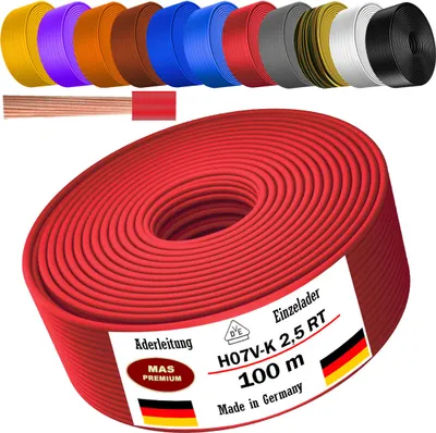Produktbild von 100m Aderleitung H07 V-K RT 1x2,5 mm² Rot Einzelader flexibel