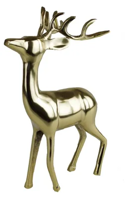 Produktbild von Dekohirsch stehend gold Aluminium poliert Hirsch Figur Weihnachtsdeko