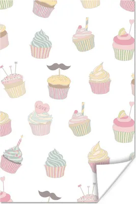 Produktbild von MuchoWow® Poster Cupcake - Muster - Pastell 60x90 cm - Wanddekoration