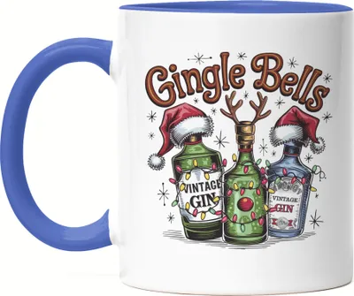 Produktbild von Gingle Bells Tasse blau Gin Gintrinker Ginliebhaber Weihnachten Geschenkidee